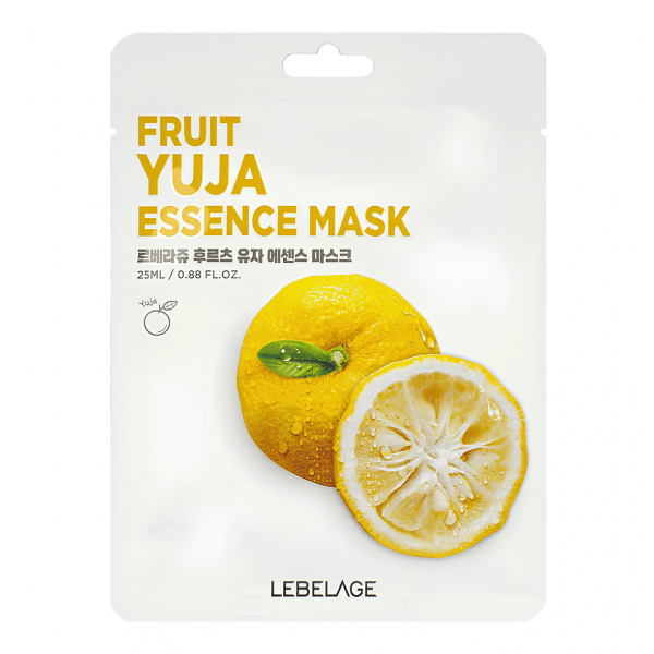 LEBELAGE Осветляющая тканевая маска для лица с экстрактом юдзу Fruit Yuja Essence Mask (25 мл)