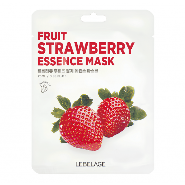LEBELAGE Тонизирующая тканевая маска для лица с экстрактом клубники Fruit Strawberry Essence Mask (25 мл)