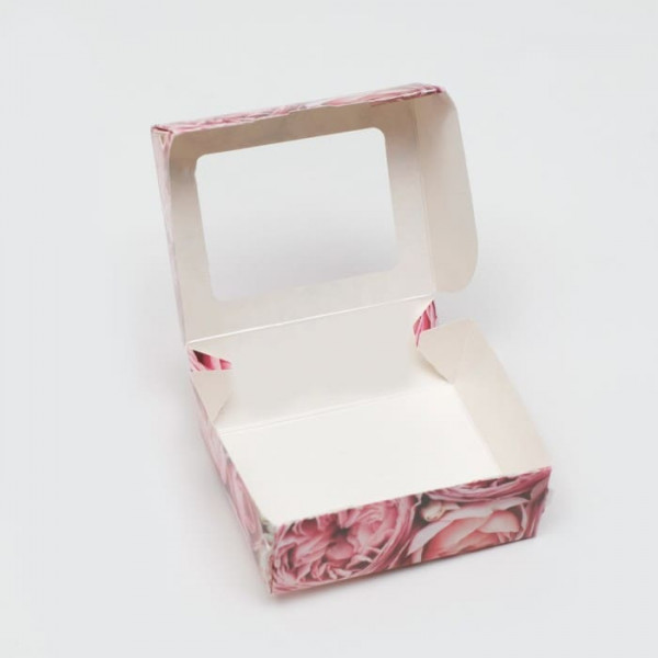 Коробка складная "Пионы", 10 × 8 × 3.5 см