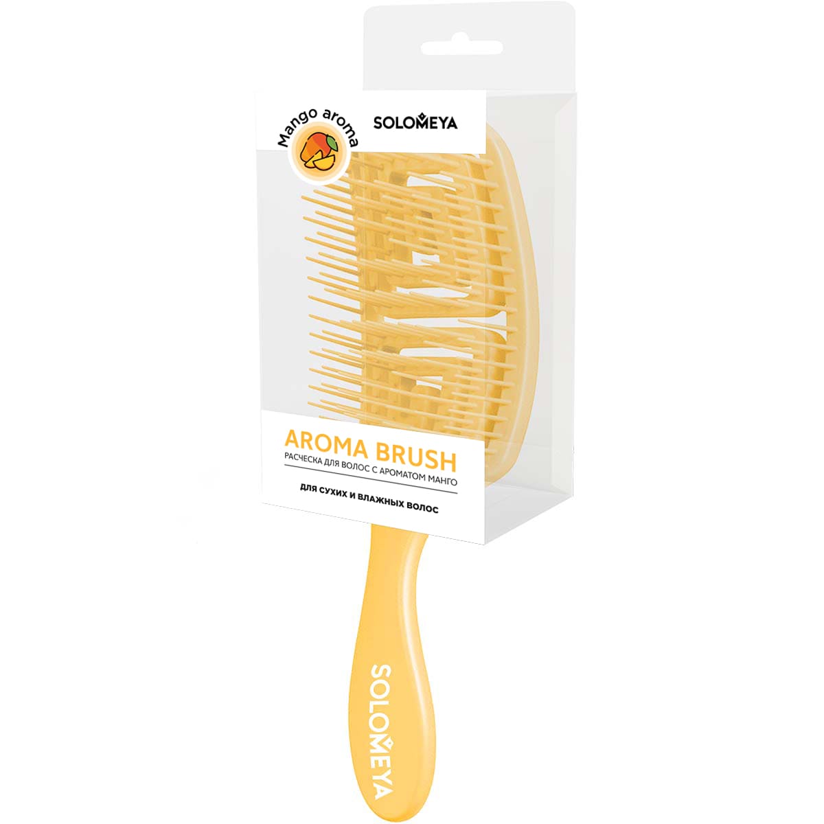 SOLOMEYA Расческа с ароматом манго для сухих и влажных волос Wet Detangler  Brush Rectangular Mango (22 x 7 см)